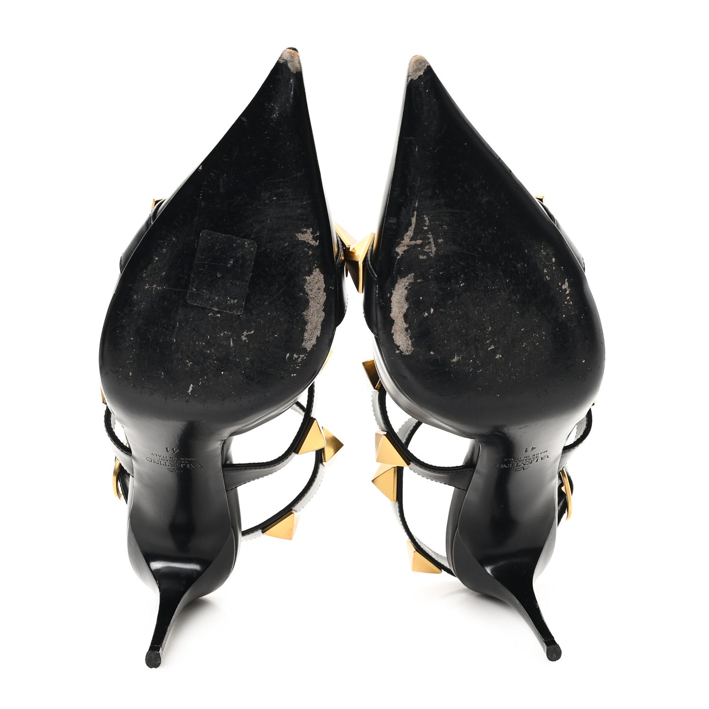 Calfskin Roman Stud Ankle Strap 80mm Pumps 41 Black