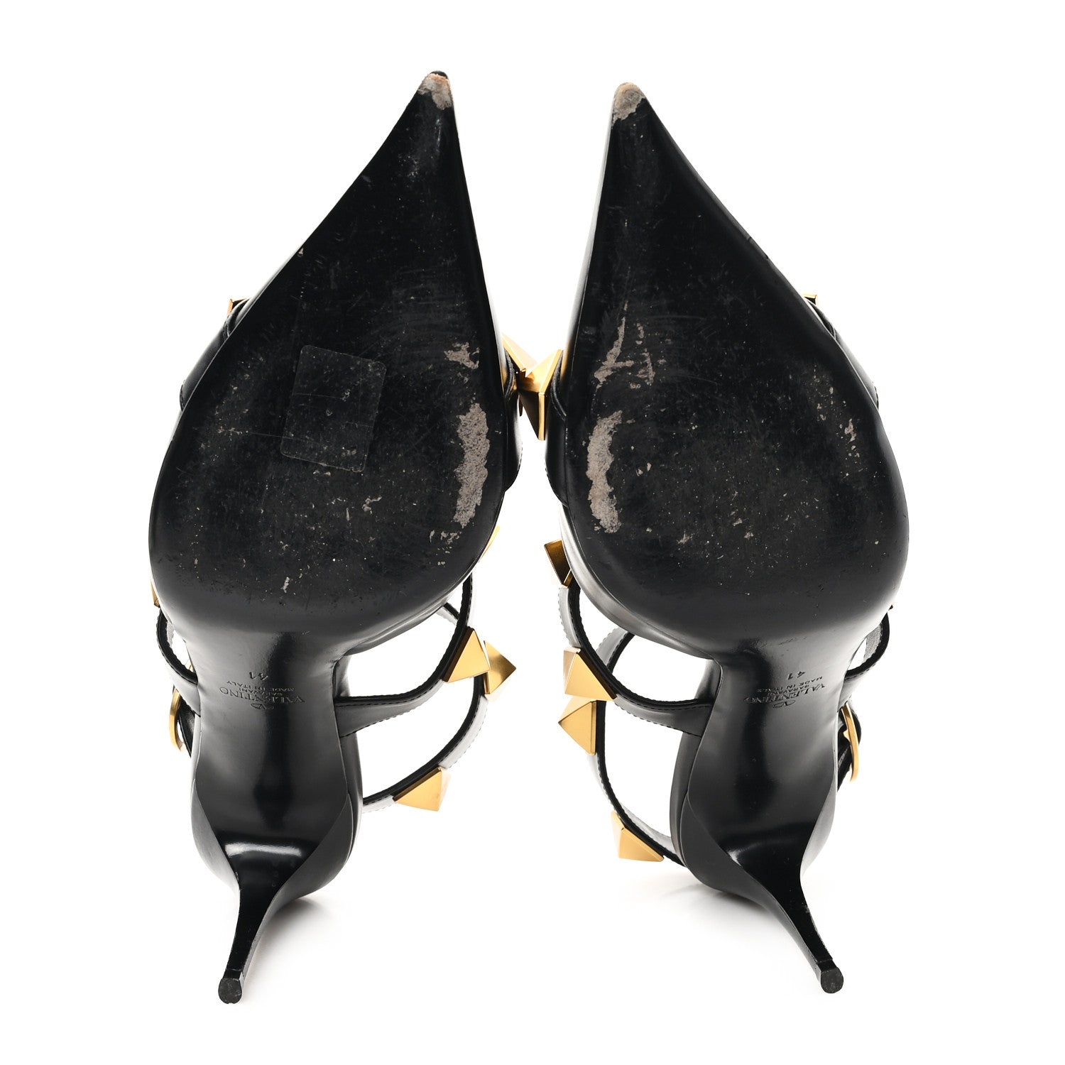 Valentino Garavani Calfskin Roman Stud Ankle Strap 80mm Pumps 41 Black 6 of 10
