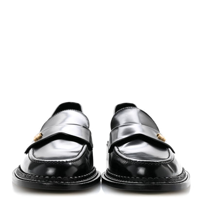 Chanel Shiny Calfskin Pearl CC Loafers 39.5 Black 3 of 9
