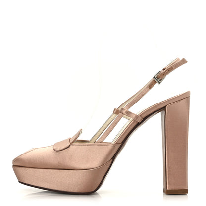 Prada Satin Platform Slingback Pumps 38 Pink 1 of 7