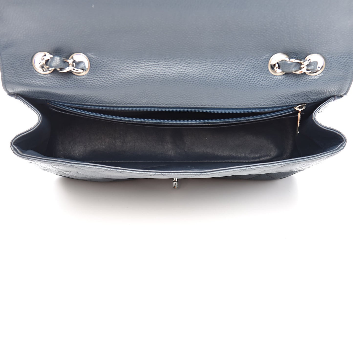 Caviar Quilted Jumbo Single Flap Dark Blue