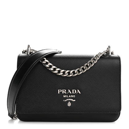 Prada Saffiano Soft Calfskin Chain Crossbody Bag Black 1 of 13
