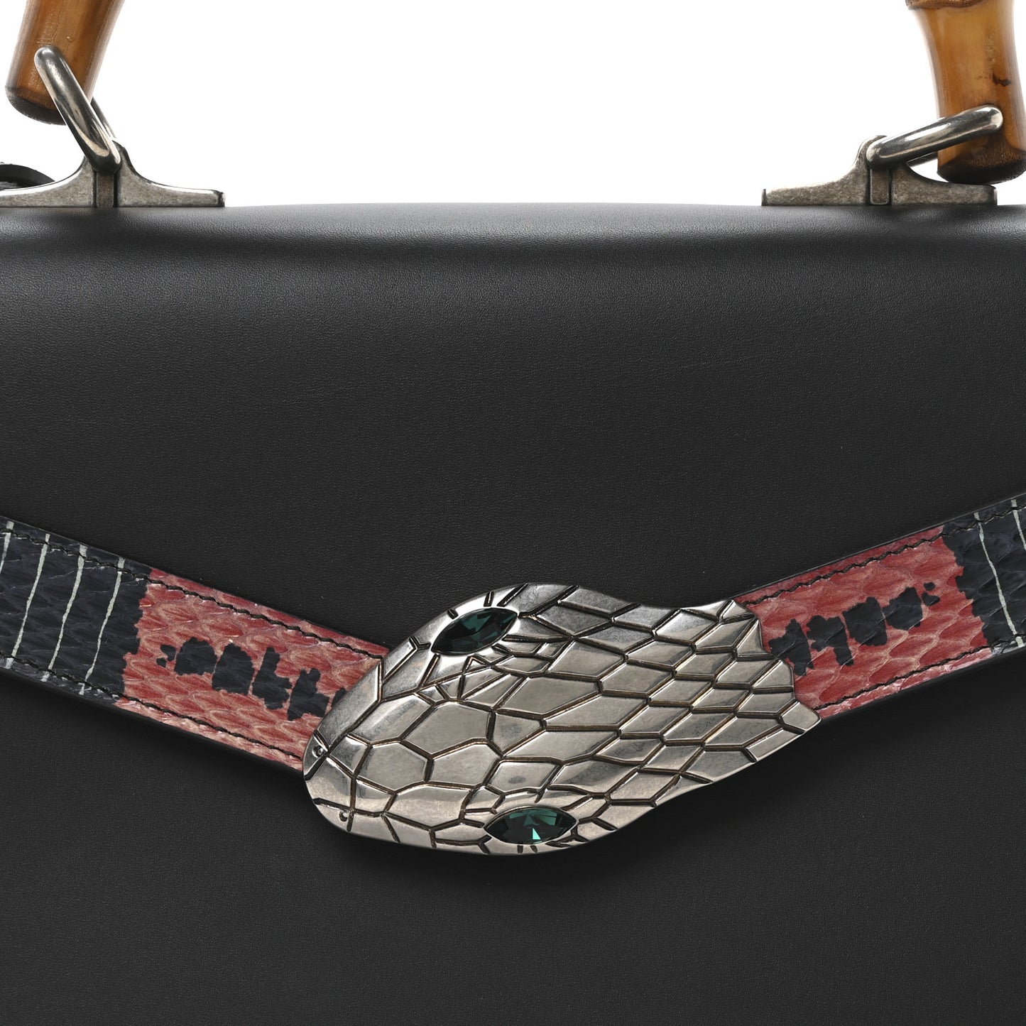 Calfskin Snakeskin Small Lilith Top Handle Bag Black