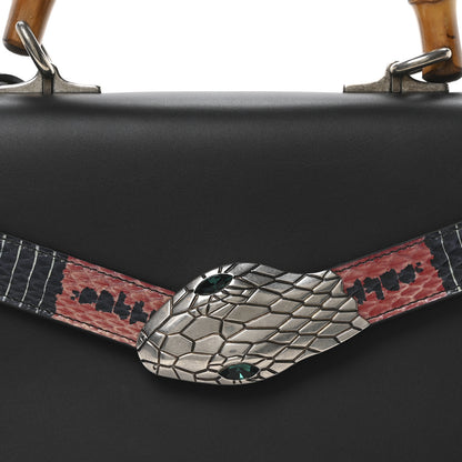 Gucci Calfskin Snakeskin Small Lilith Top Handle Bag Black 8 of 10