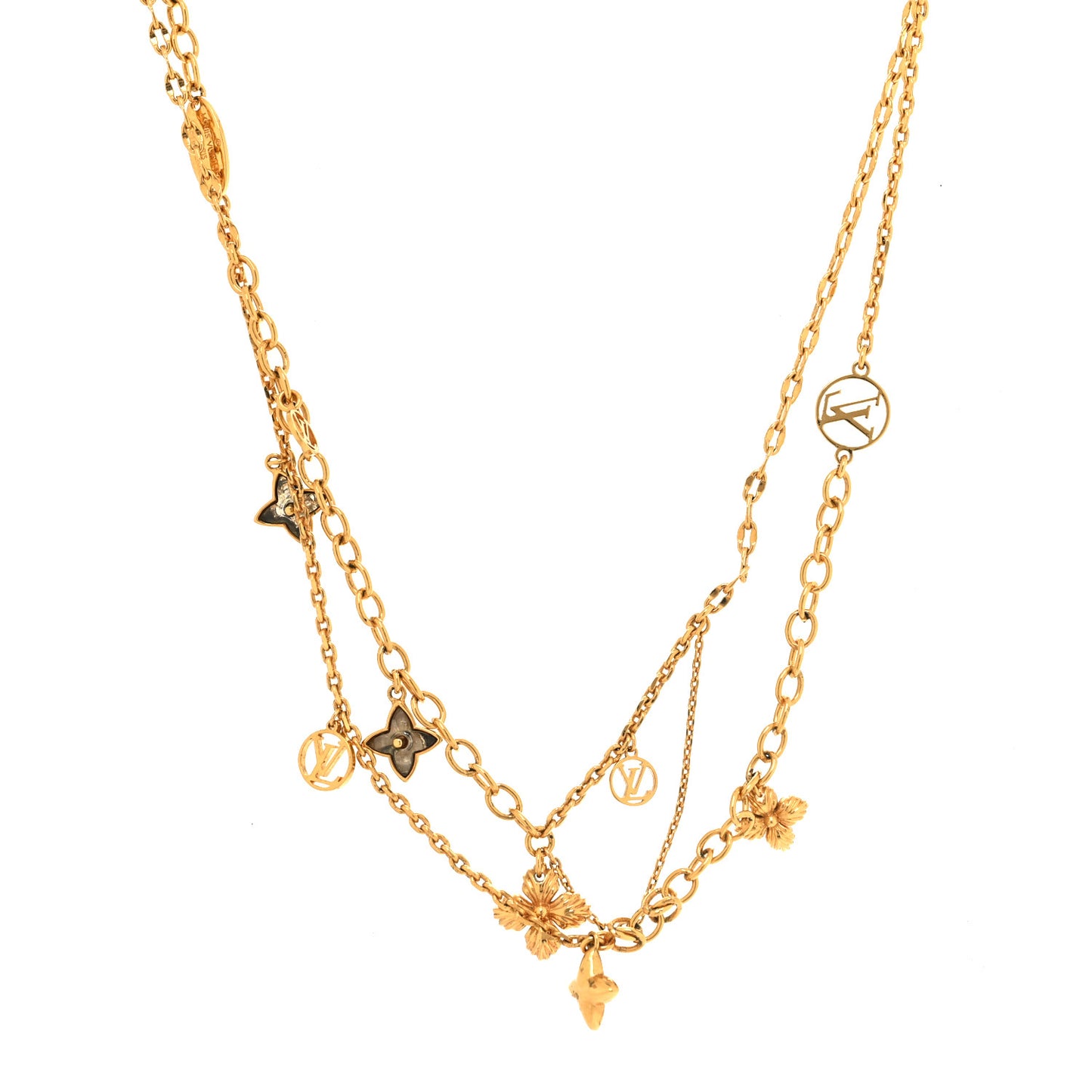 Metal Blooming Strass Necklace Gold