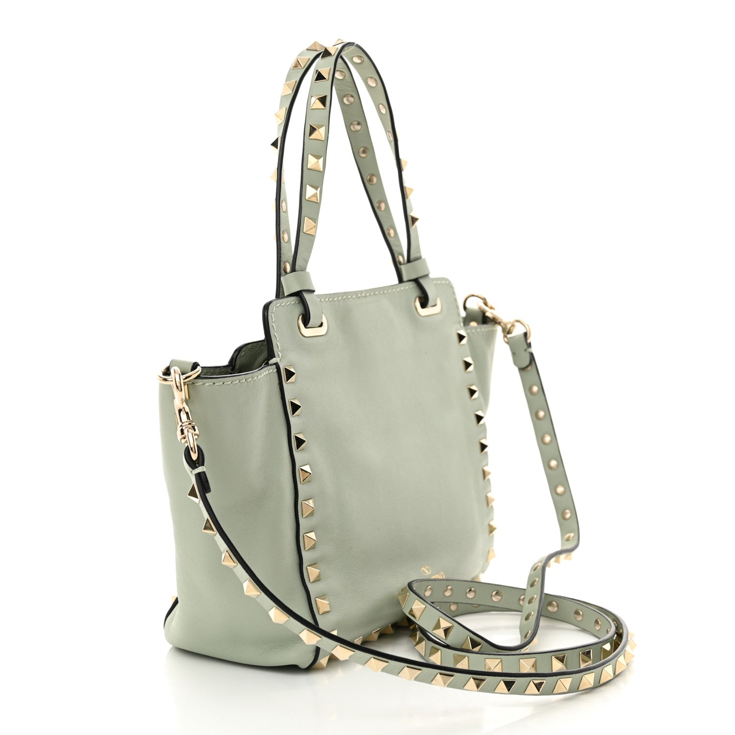 Valentino Garavani Vitello Mini Rockstud Tote Green Tea Sorbet 3 of 10