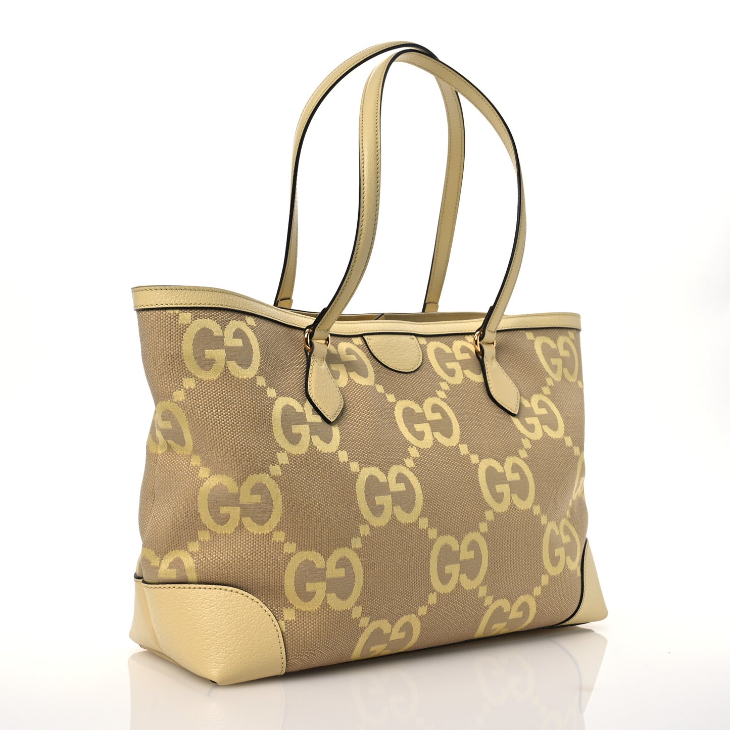 Monogram Jumbo GG Textured Dollar Calfskin Medium Ophidia Shopping Tote Beige Banana