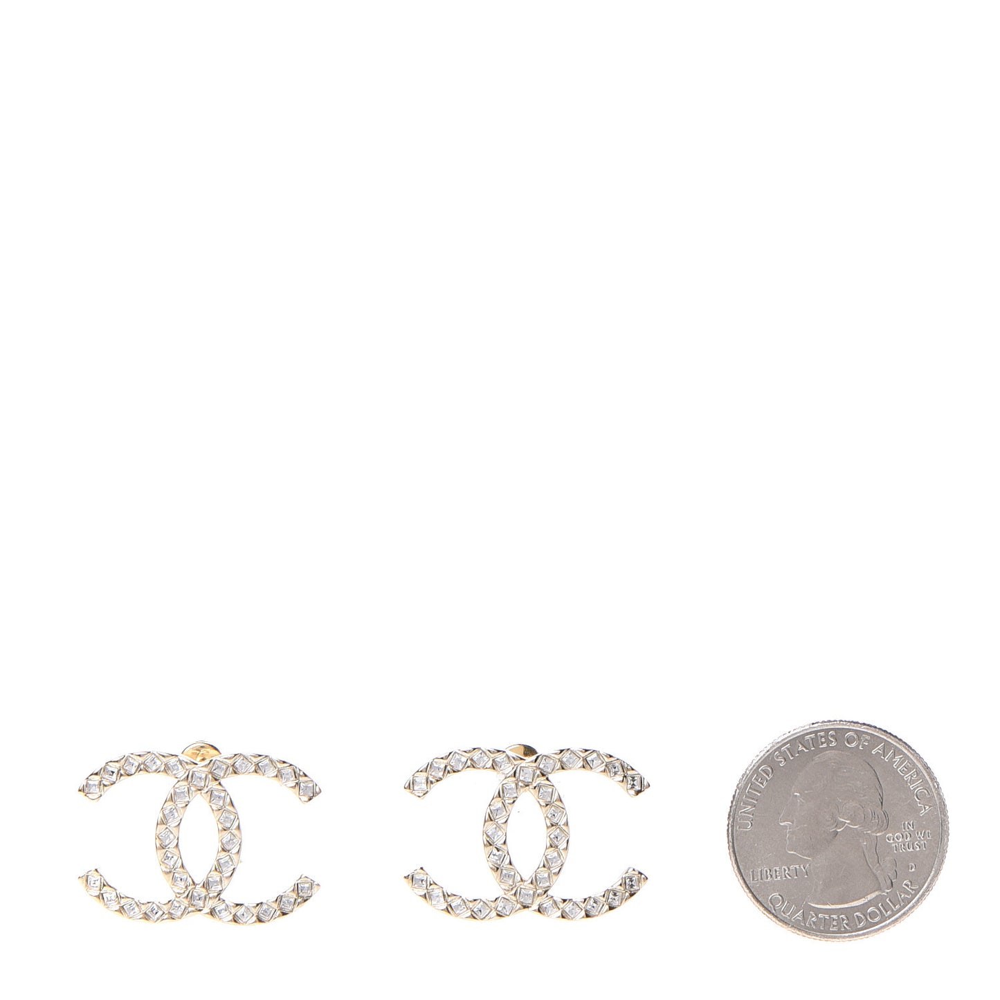 Crystal CC Large Stud Earrings Gold
