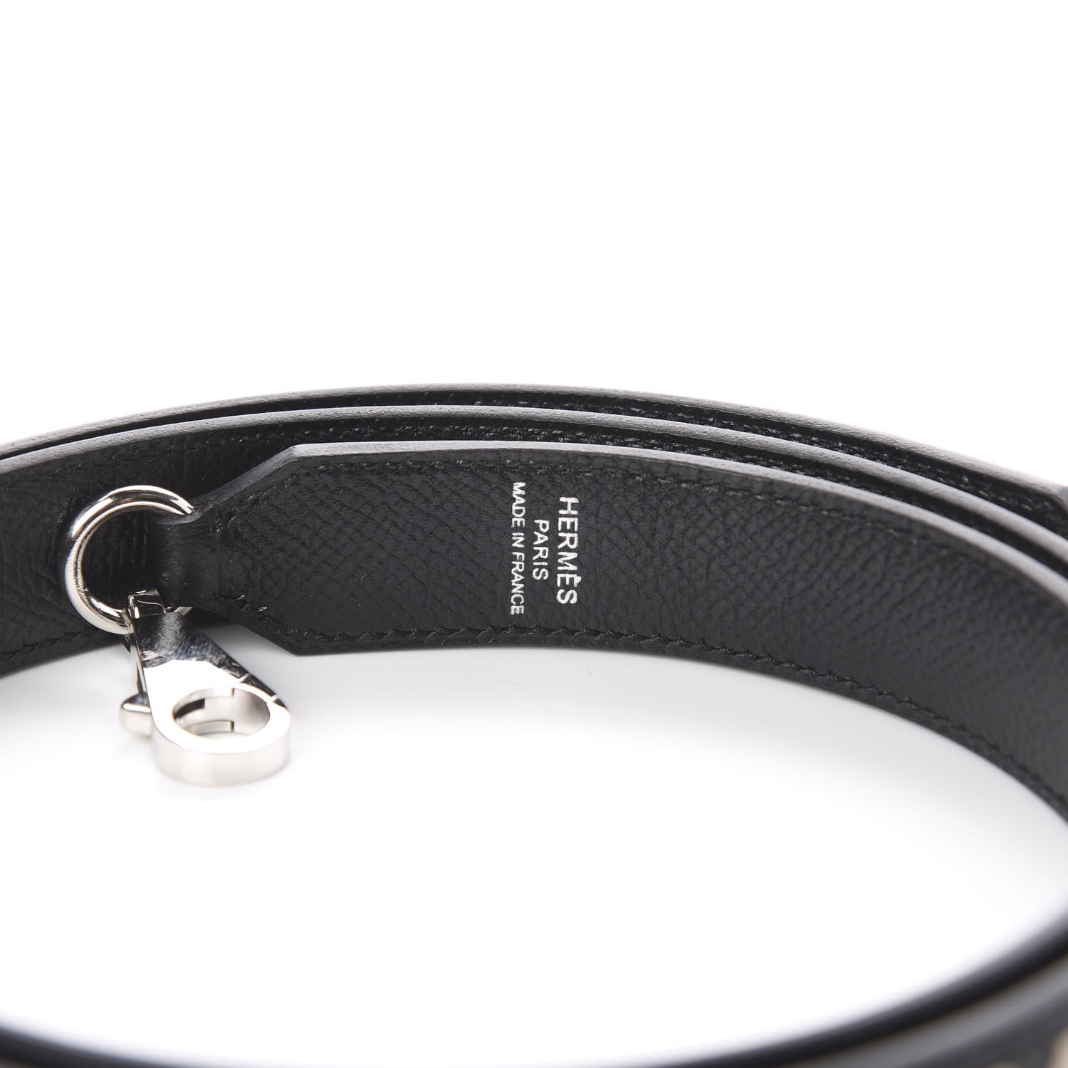 Hermes Epsom 25mm Mousqetons Tressage Shoulder Strap Black Craie Gold 3 of 3