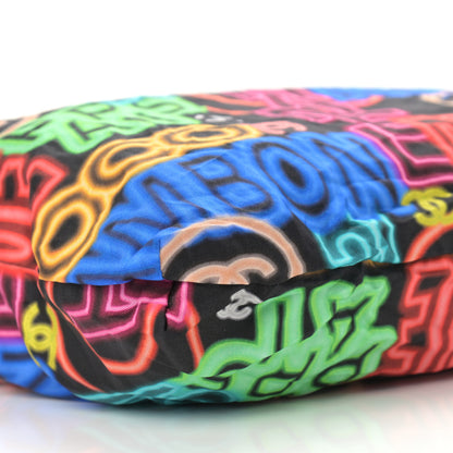 Chanel Caviar Fabric Graffiti Foldable Tote Bag With Chain Black Multicolor 9 of 17