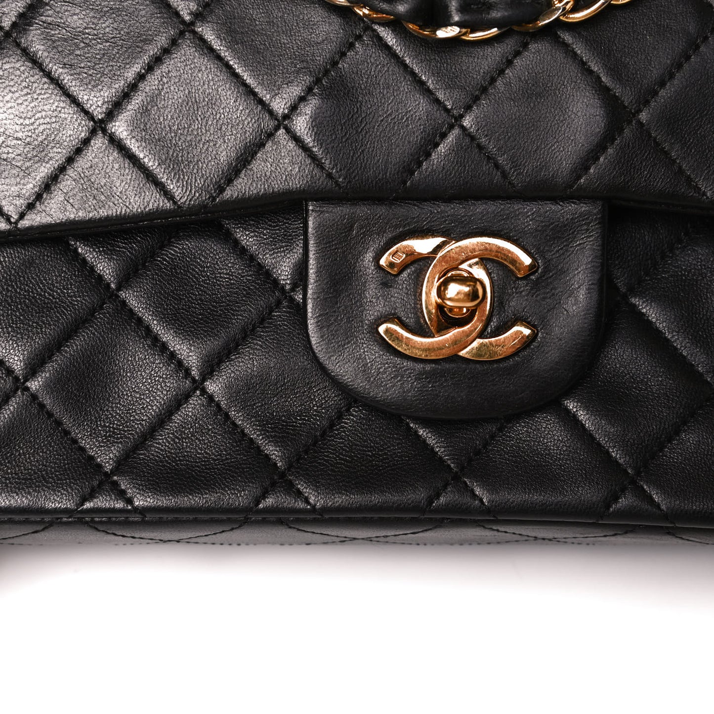 Lambskin Quilted Small Double Flap Black