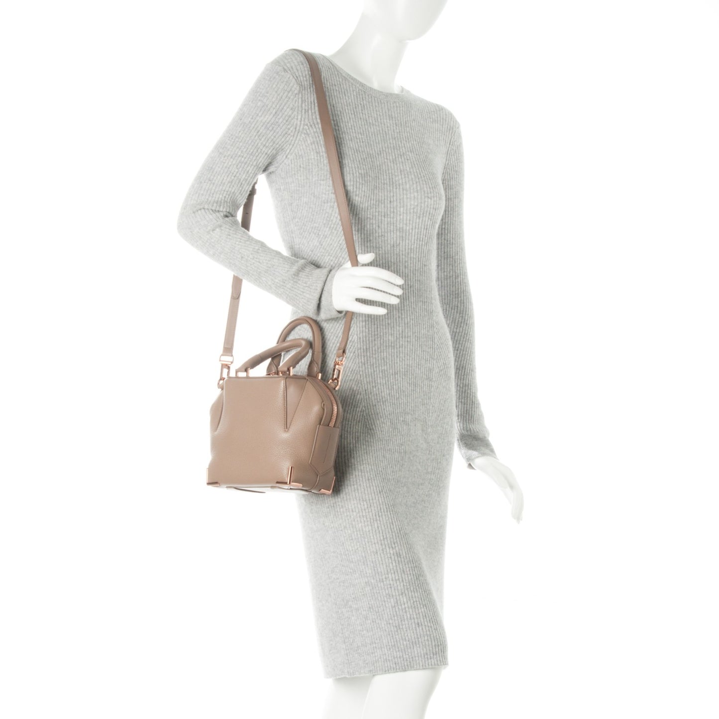 Pebbled Calfskin Mini Emile Latte Rose Gold Hardware