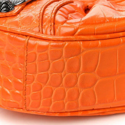 Balenciaga Extra Supple Calfskin Crocodile Embossed Le Cagole Shoulder Bag XS Pop Orange 8 of 9