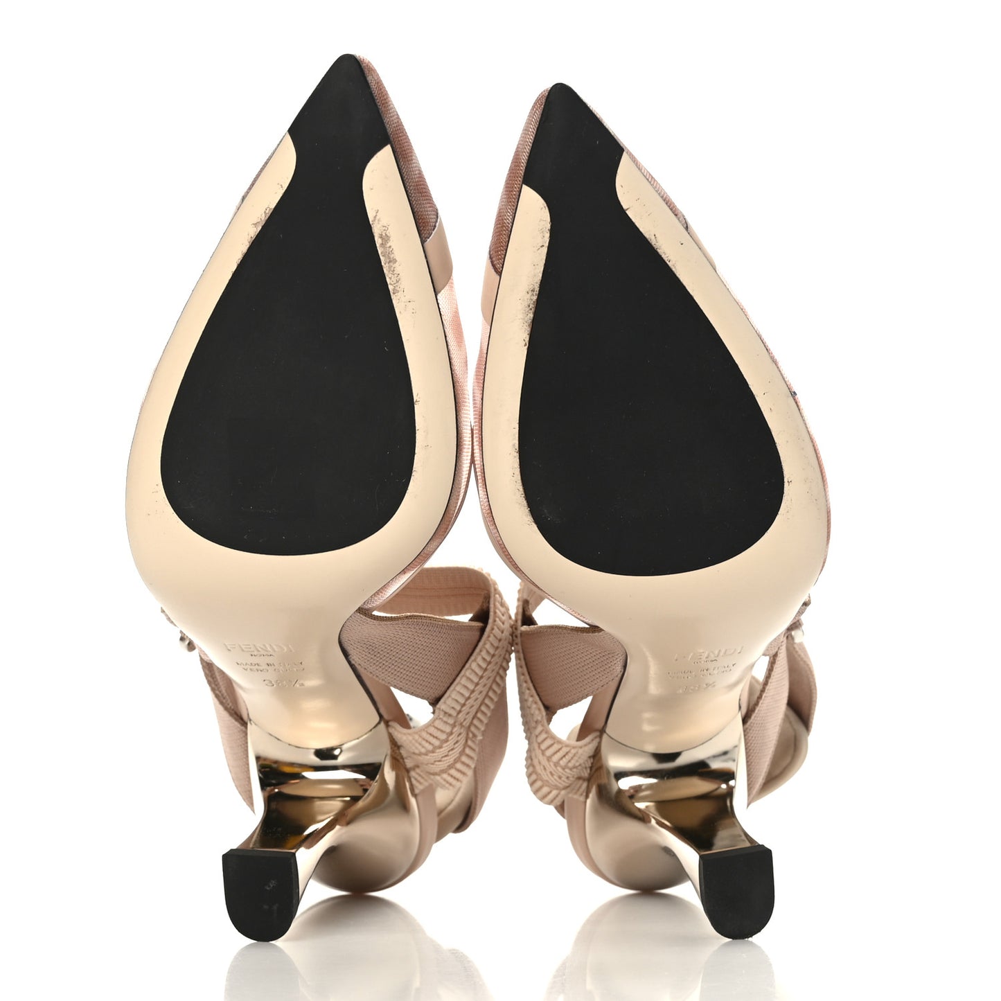 Technical Mesh FF Colibri 85mm Slingback Pumps 38.5 Rose Nudo