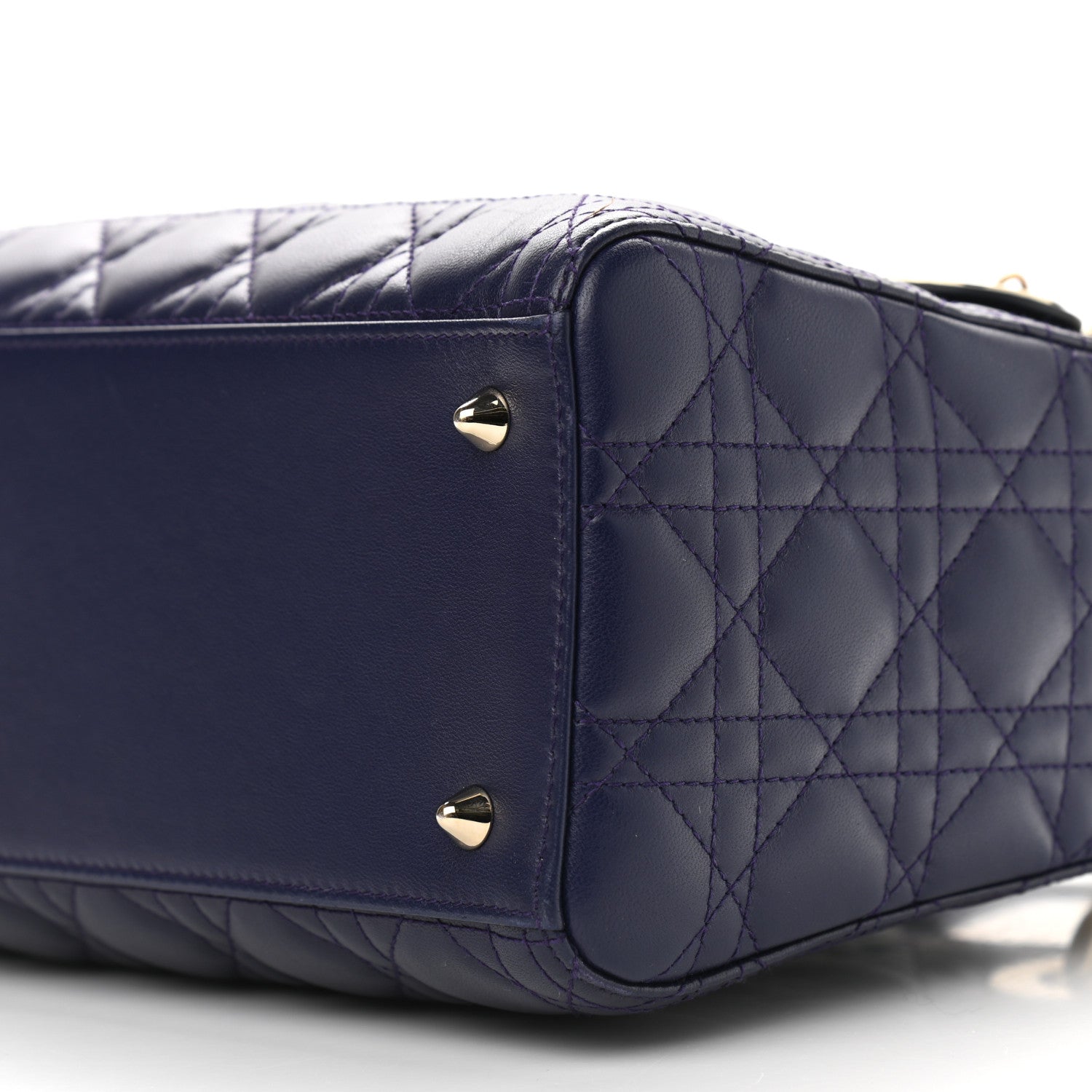 Christian Dior Lambskin Cannage Medium Lady Dior Crystal Strap Blue 9 of 9