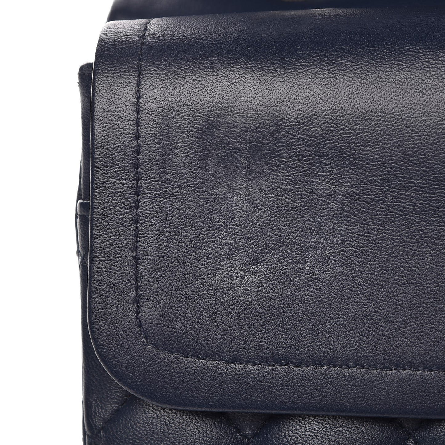 Lambskin Quilted Medium Double Flap Dark Blue