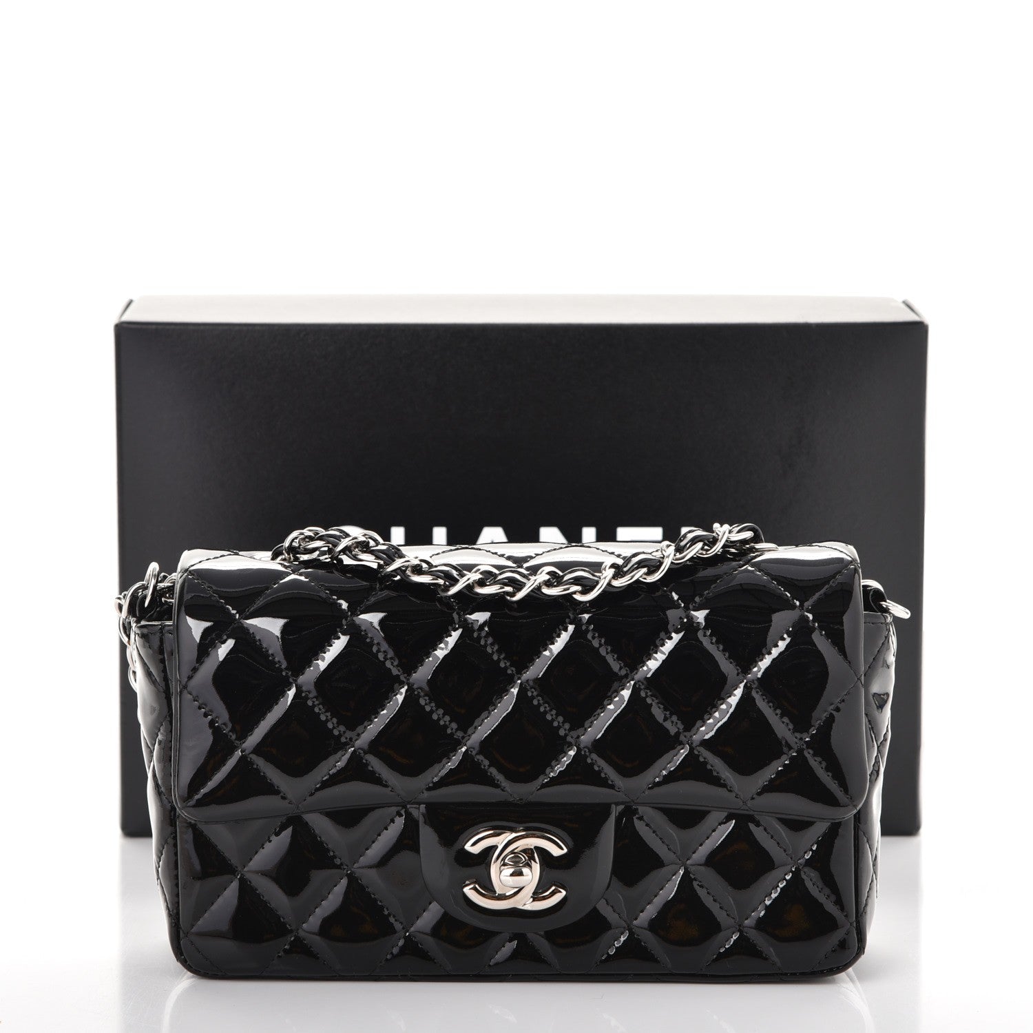 Chanel Patent Calfskin Quilted Mini Rectangular Flap Black 9 of 9