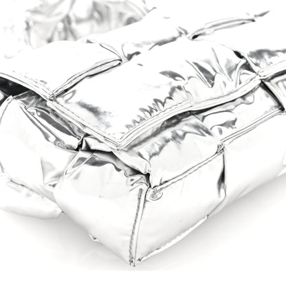 Bottega Veneta Metallic Lambskin Maxi Intrecciato Padded The Belt Cassette Bag Silver 8 of 9