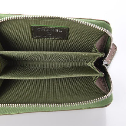 Chanel Metallic Lambskin Quilted Zip Around Coin Purse Wallet Green 7 of 8