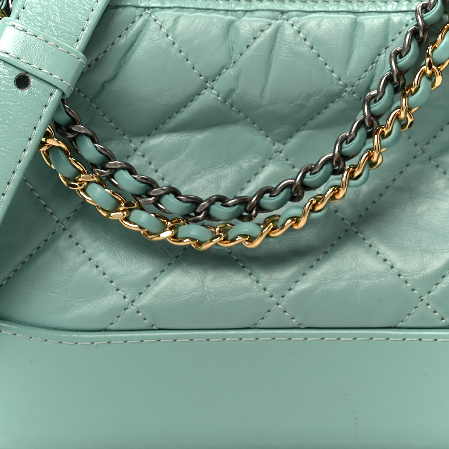 Chanel Aged Calfskin Quilted Small Gabrielle Hobo Green 8 of 10
