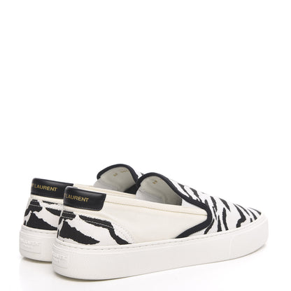 Saint Laurent Canvas Zebra Mens Venice Slip On Sneakers 43.5 Black White 4 of 8
