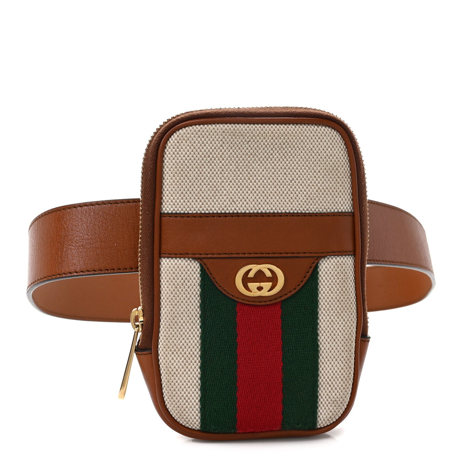 Gucci Vintage Canvas Calfskin Web Belted iPhone Case 80 32 Sand Cuir 1 of 10
