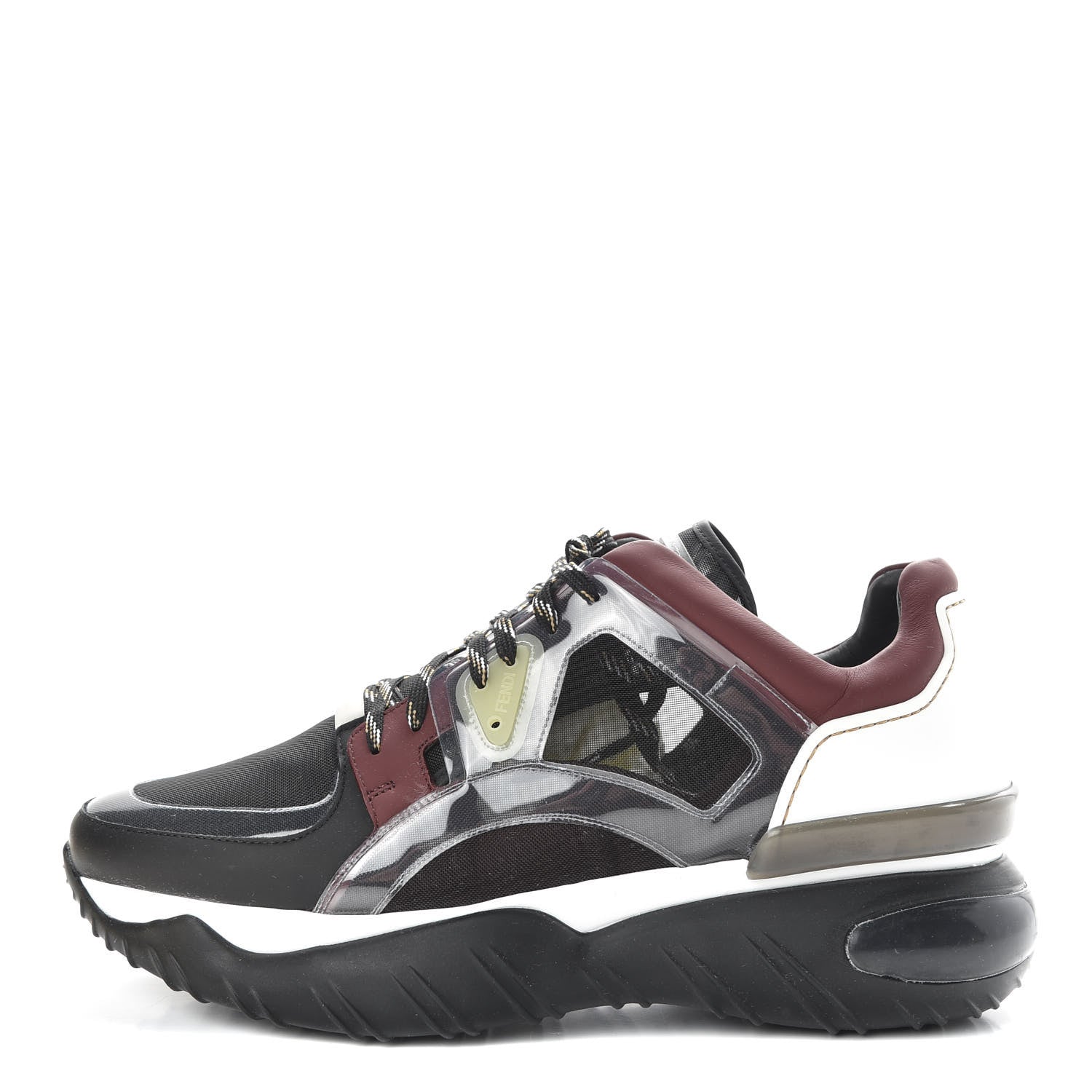 Fendi Technical Mesh Calfskin PVC Mens Chunky Sneakers 11 Black Multicolor 1 of 9
