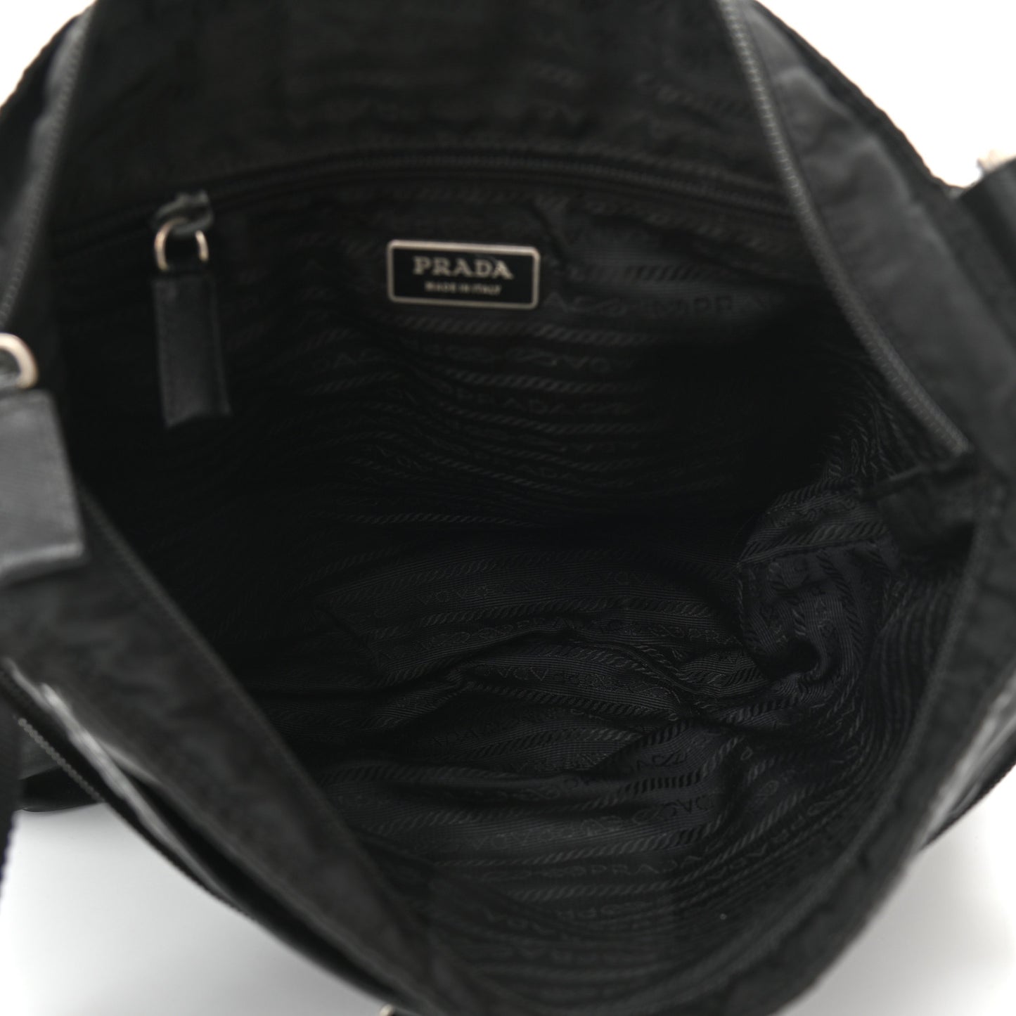 Nylon Flat Messenger Bag Black