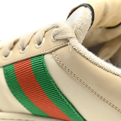 Gucci Nylon Nubuck Web Womens Screener Sneakers 37.5 Mystic White Dusty Milk 9 of 12