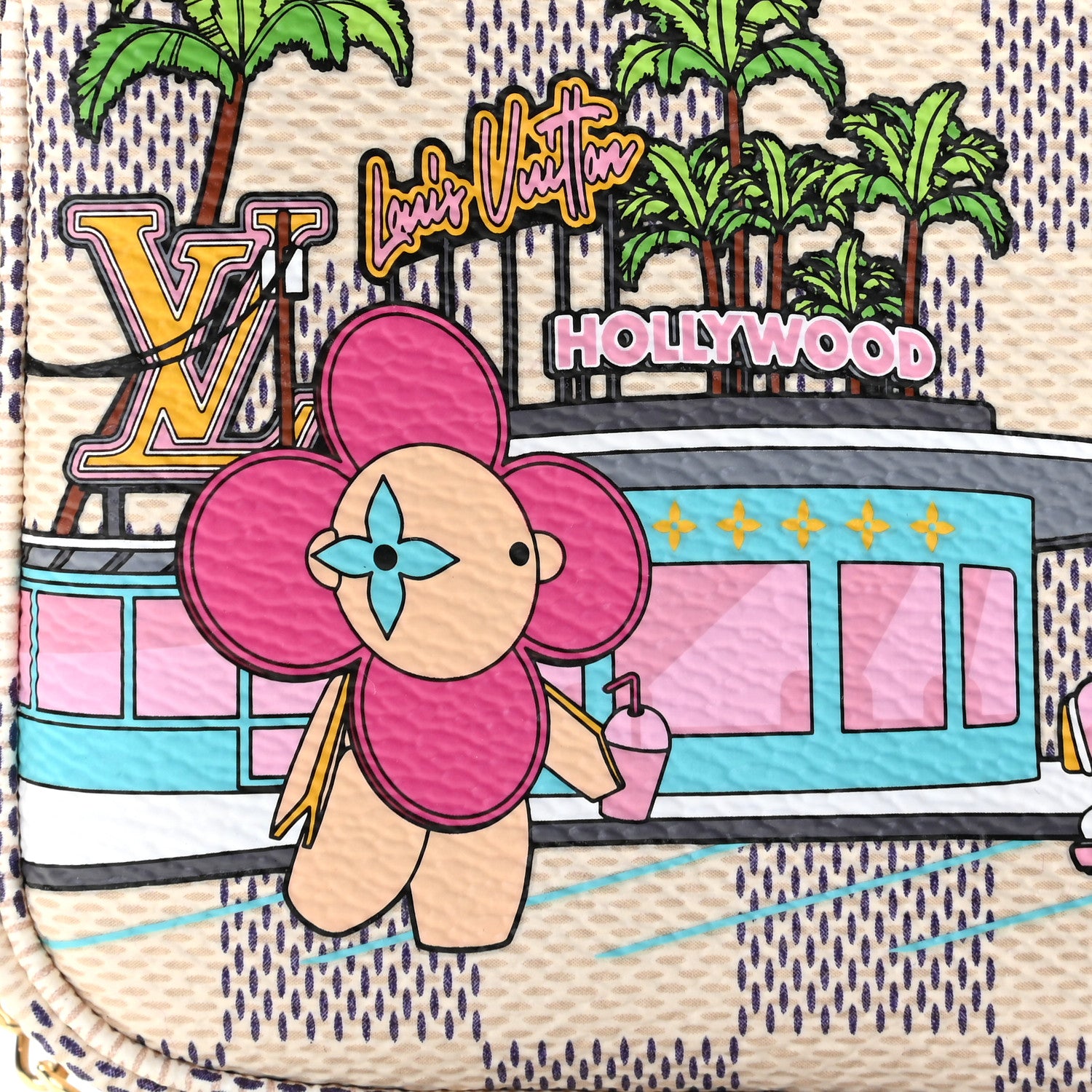 Louis Vuitton Damier Azur 2021 Christmas Animation Hollywood Mini Pochette Accessories Fuchsia 6 of 10