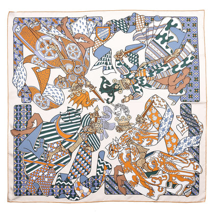 Hermes Silk Duels Oniriques Scarf 90 Creme Lavande Vert 1 of 6