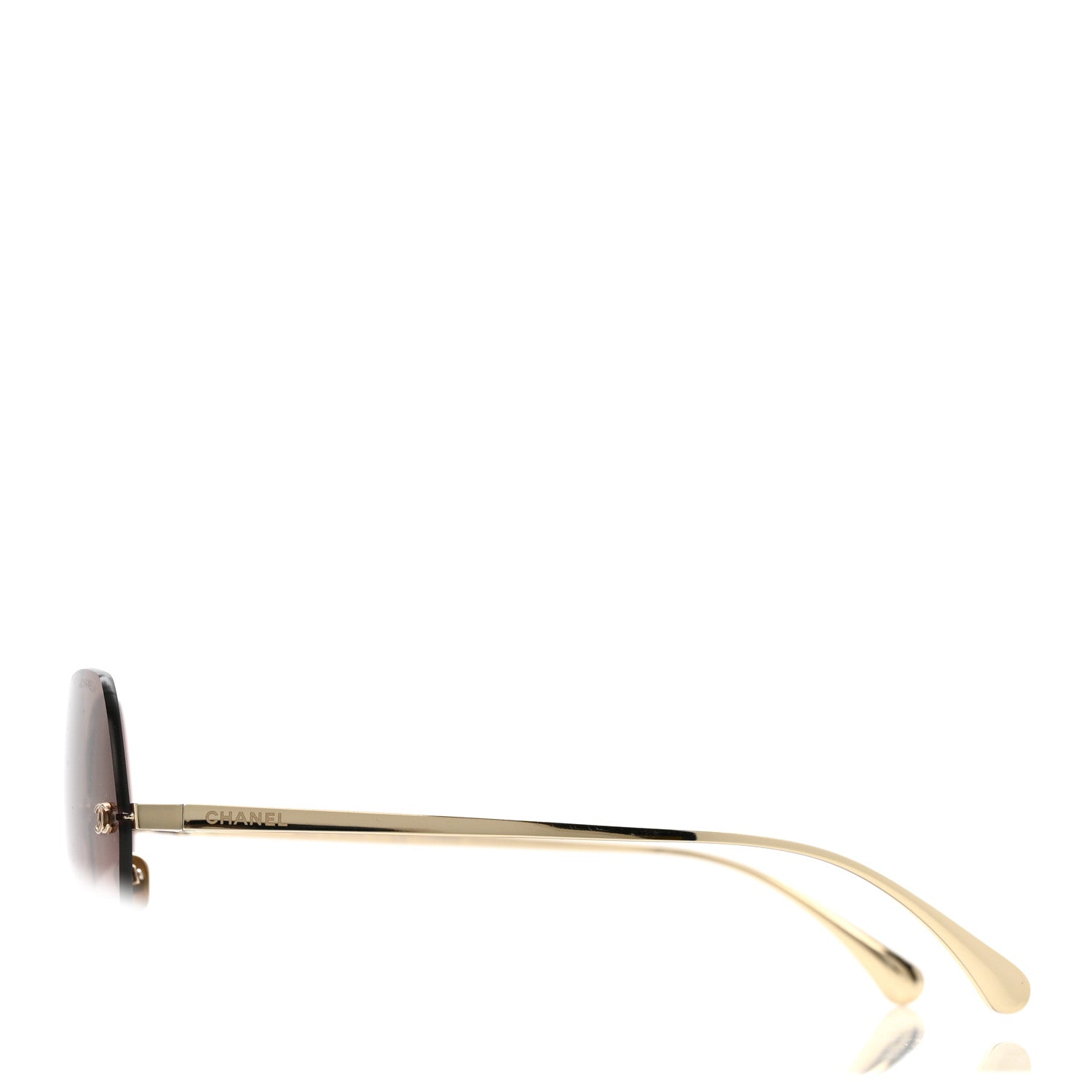 Chanel Titanium Rimless Square Sunglasses 4271-T Gold Brown 3 of 8