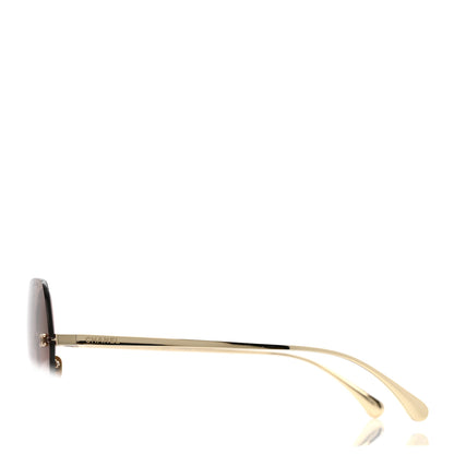 Chanel Titanium Rimless Square Sunglasses 4271-T Gold Brown 3 of 8
