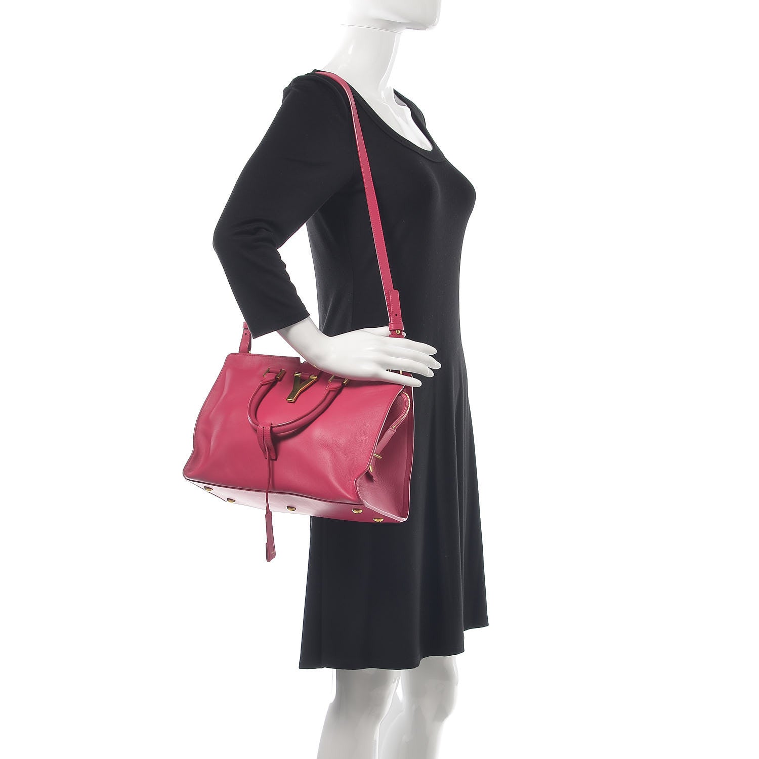 Saint Laurent Calfskin Small Classic Y Cabas Fuchsia 2 of 11