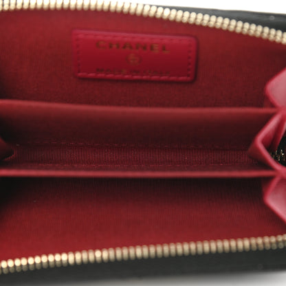 Chanel Shiny Goatskin Quilted Chanel 19 Zip Around Coin Purse Wallet Black 5 of 8