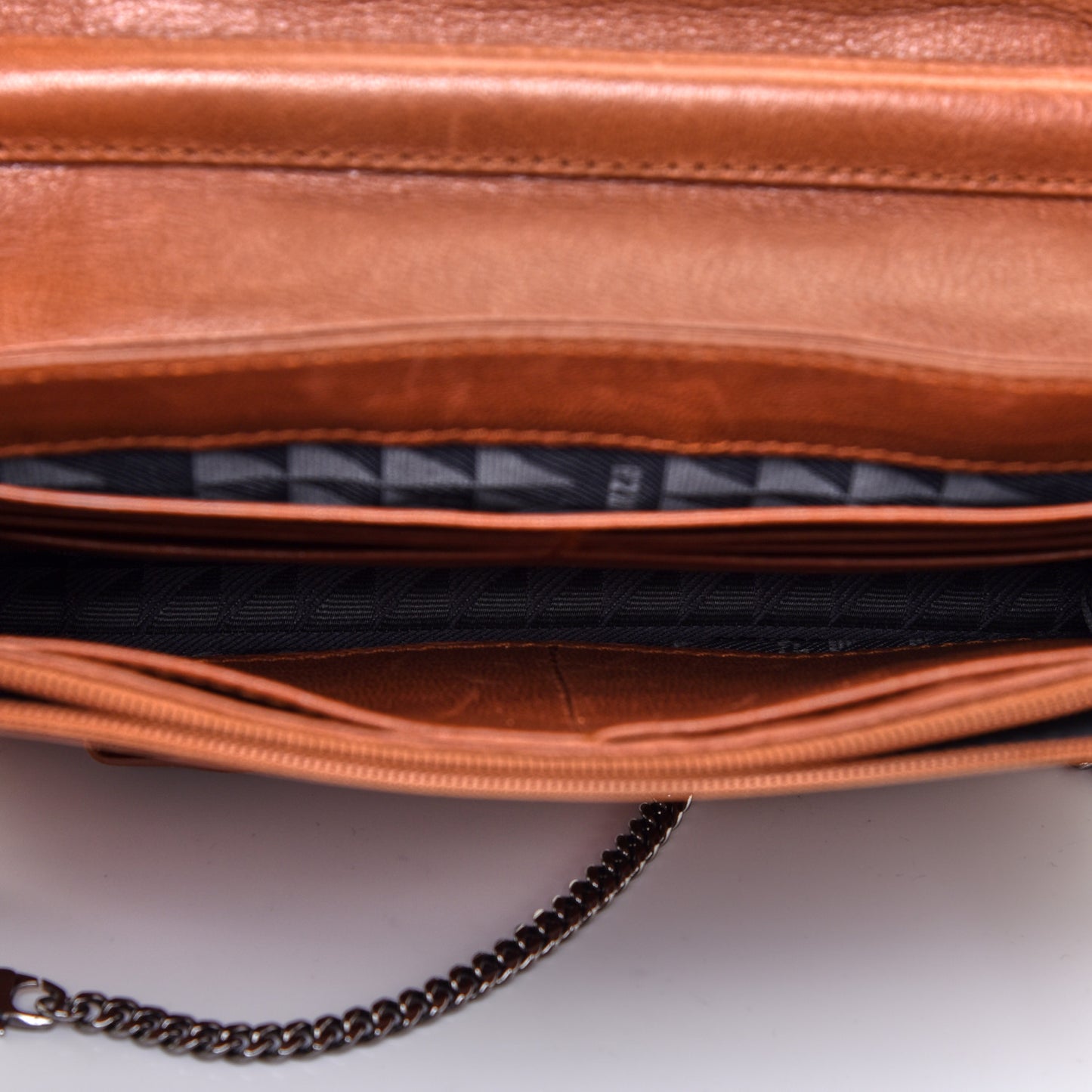 Lambskin PS1 Large Chain Wallet Saddle
