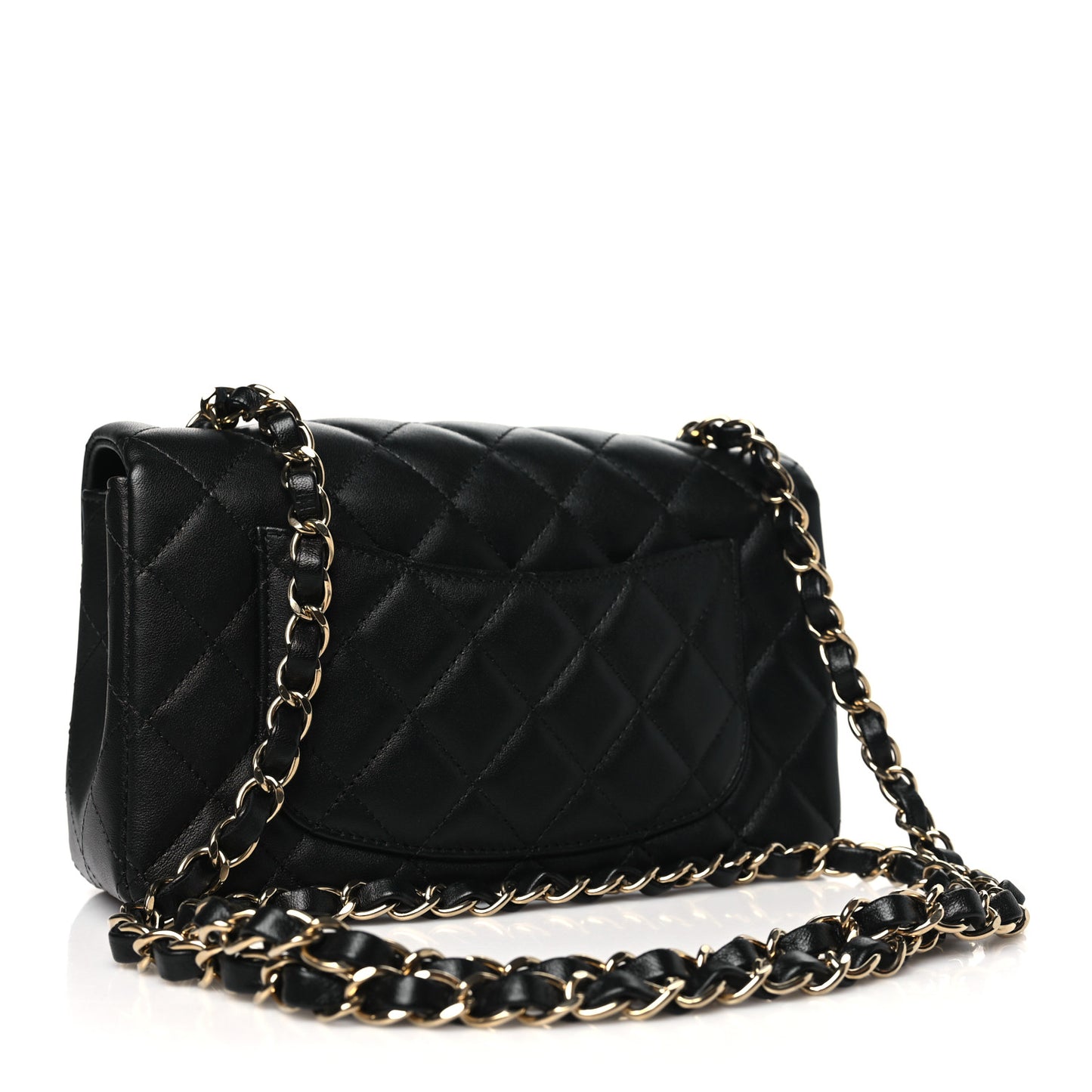 Lambskin Quilted Mini Rectangular Flap Black