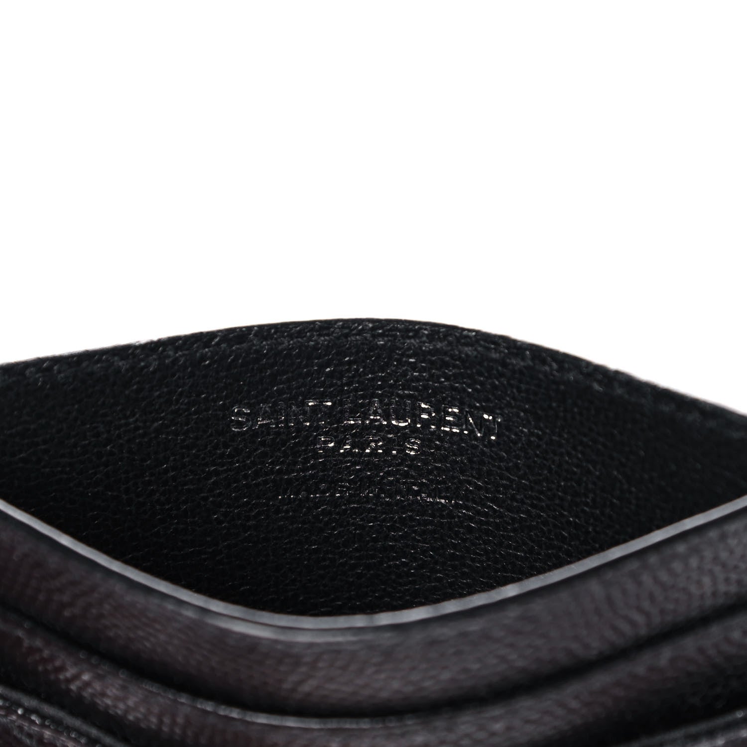 Saint Laurent Grain De Poudre Matelasse Chevron Monogram Credit Card Case Black 6 of 9