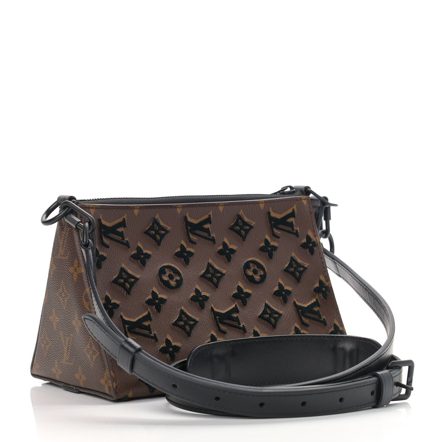 Monogram Tuffetage Triangle Messenger Black