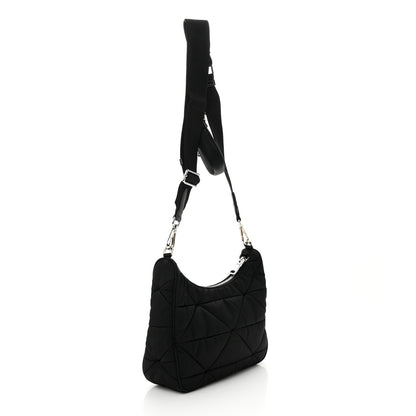 Prada Re-Nylon Triangle Padded Patchwork Shoulder Bag Black 3 of 11