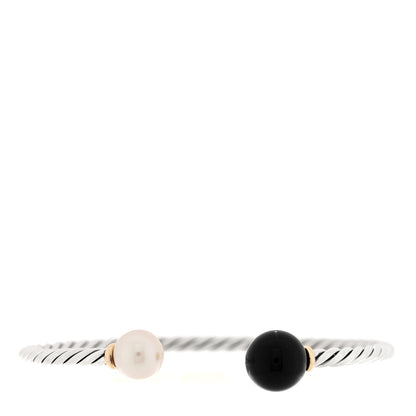 David Yurman Sterling Silver Black Onyx Cultured Pearl Solari Bracelet 1 of 3