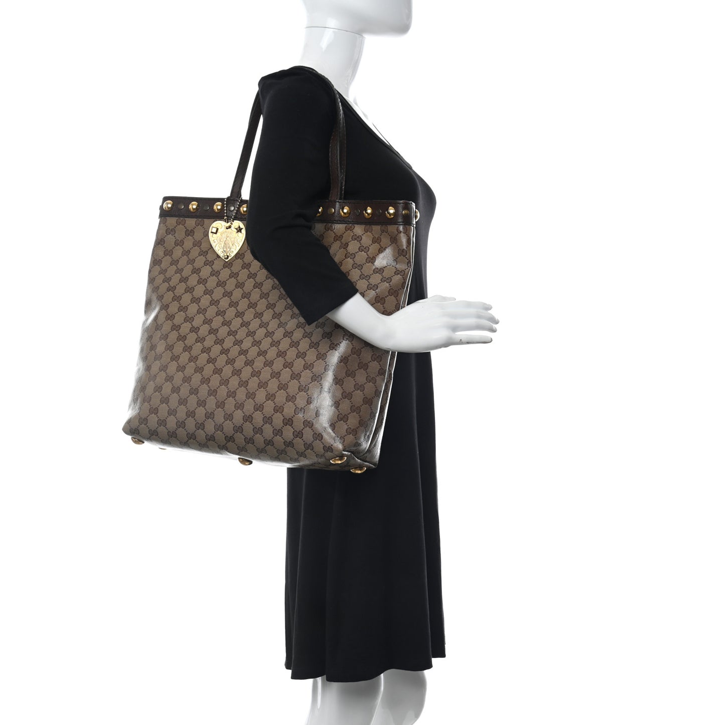 Crystal Monogram Large Babouska Vertical Shopping Tote Brown