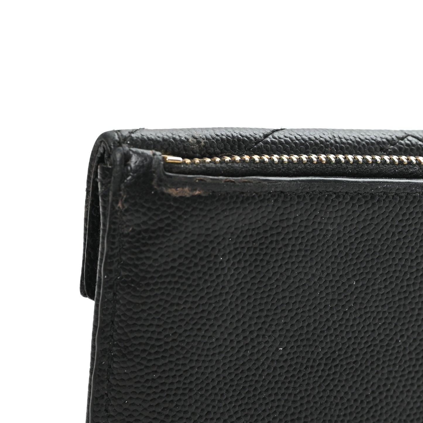 Grain De Poudre Matelasse Chevron Monogram Compact Wallet Black