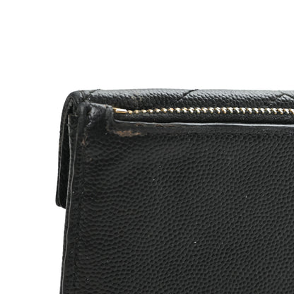 Saint Laurent Grain De Poudre Matelasse Chevron Monogram Compact Wallet Black 8 of 8