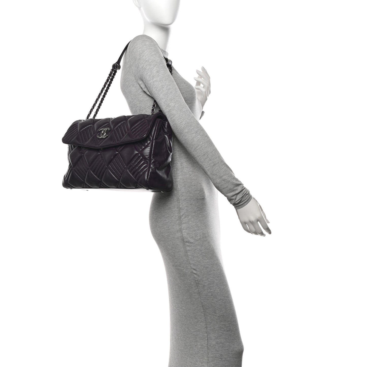 Lambskin In And Out XL Maxi Flap Dark Purple