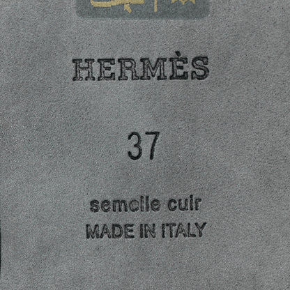 Hermes Box Calfskin Oran Sandals 37 Black 6 of 7