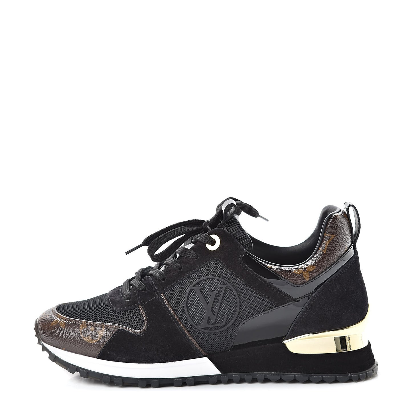 Suede Monogram Run Away Sneakers 37.5 Black