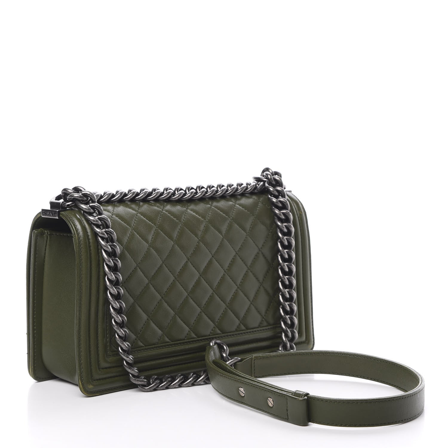 Chanel Lambskin Quilted Medium Boy Flap Khaki 4 of 19