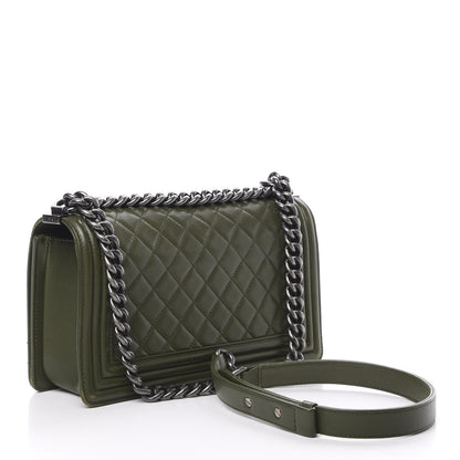 Chanel Lambskin Quilted Medium Boy Flap Khaki 4 of 19