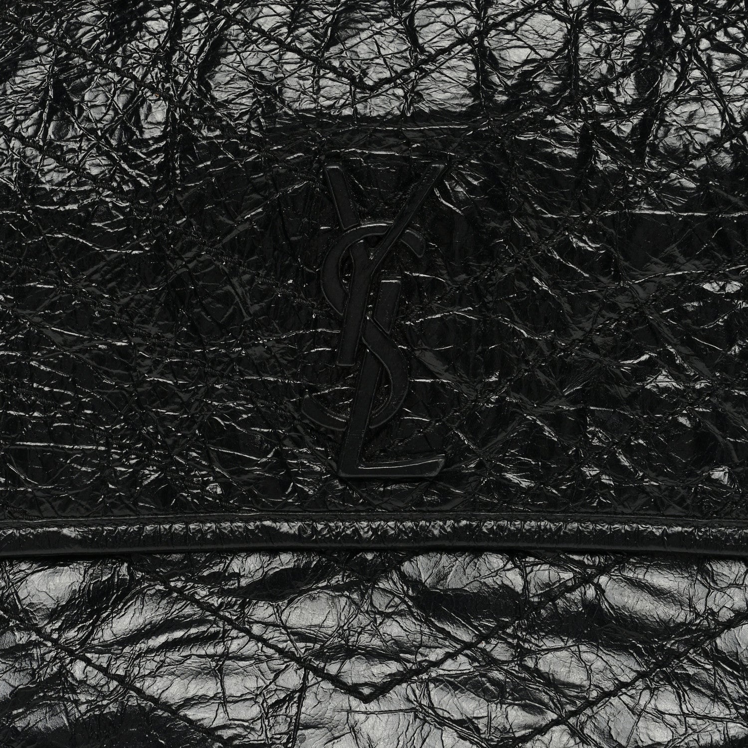Saint Laurent Crinkled Calfskin Matelasse Monogram Large Niki Chain Satchel Black 7 of 9